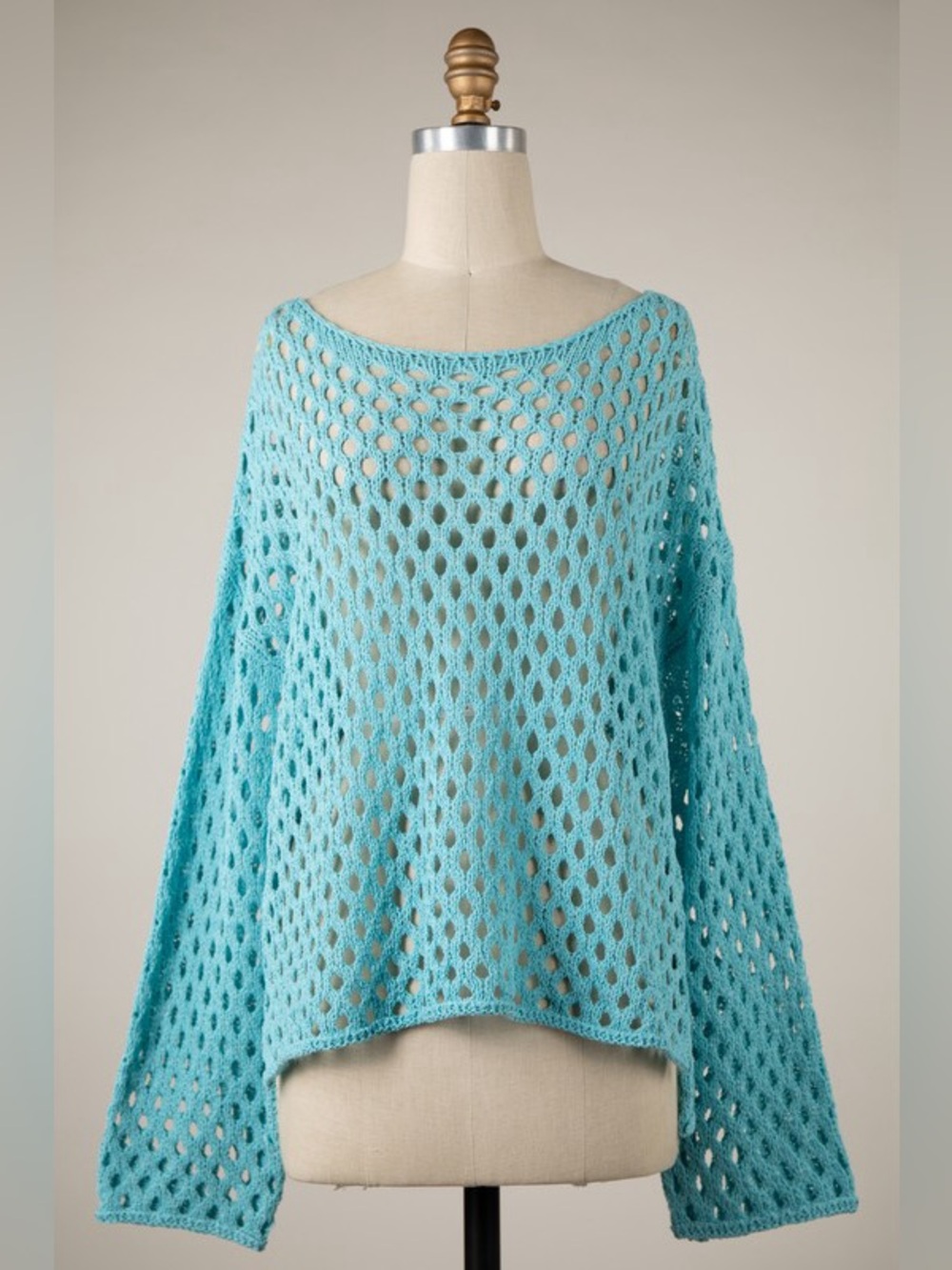 Miracle Tiffany Blue Diamond Open-Knit Women's Sweater